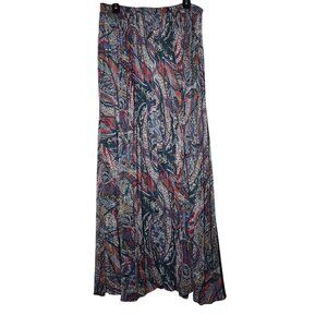 Ted Baker Paisley Metallic Lantern Pleated Accordion Maxi Skirt Size 3 Boho